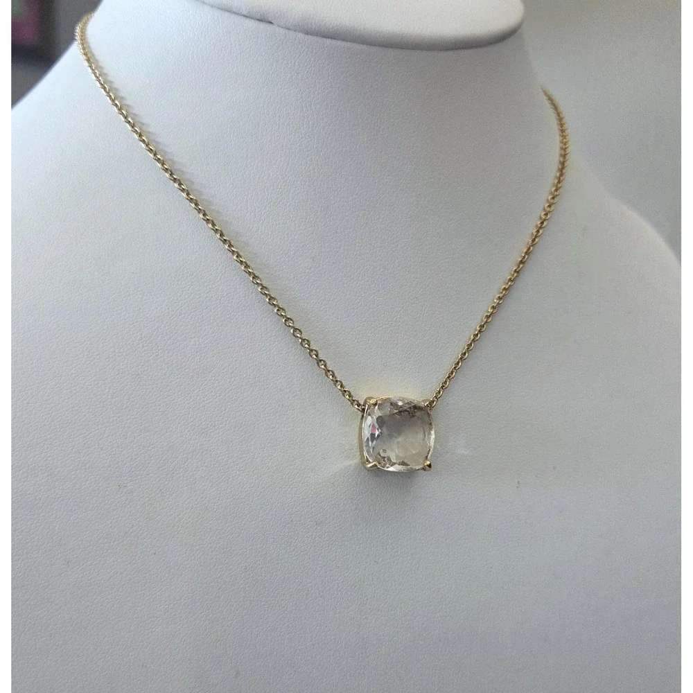 Kate Spade New York Clear Faceted Crystal‎ Pendant Gold Tone Collar Necklace